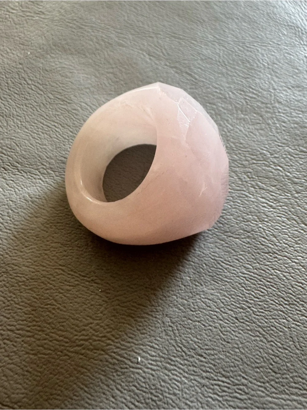 Hand Carved Pink Quartz Ring All Stone Ring. Size 7 (26g)